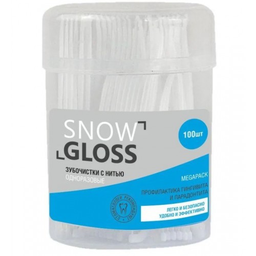 SNOW GLOSS Зубочистки с нитью одноразовые 100шт